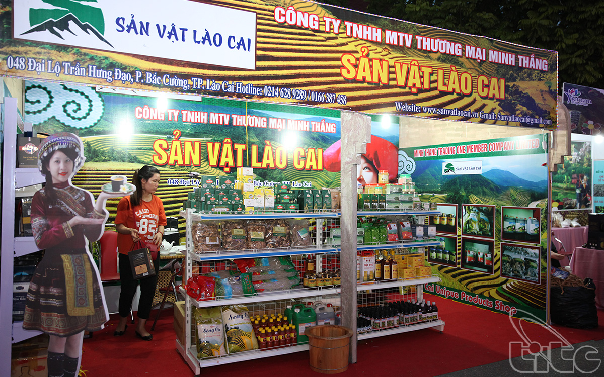 The booth displays the specialties of Lao Cai Province