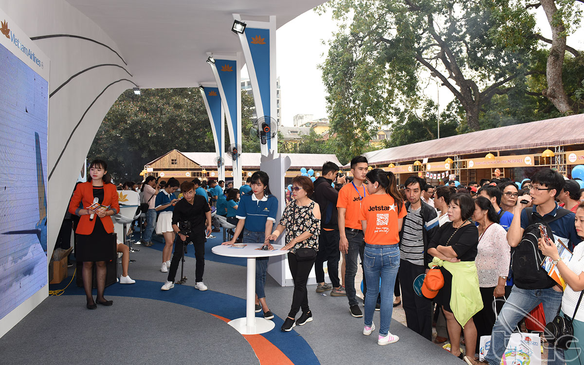 The sale area of air ticket attract the attention of many visitors