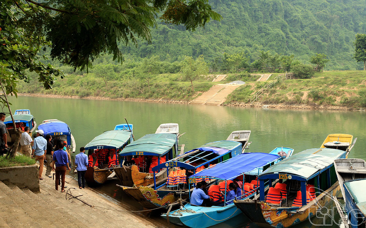 From the wharf on Son River, visitors take 30 minutes to Phong Nha Cave